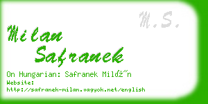 milan safranek business card